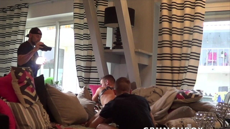 Hot bareback session studio: Slut Creampied by His Friend Big Dick