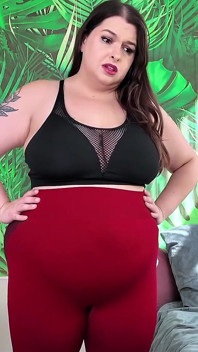 Gassy Belly in Tight Yoga Pants
