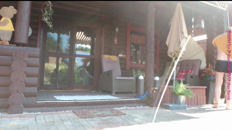 Carmen_Nylonjunge: Naturism in the front yard 1