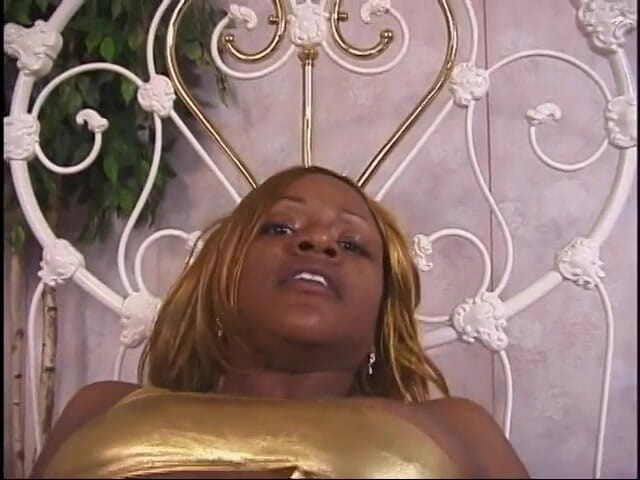Best Butts: Curvy ebony in gold lingerie fucks a white hunk and...