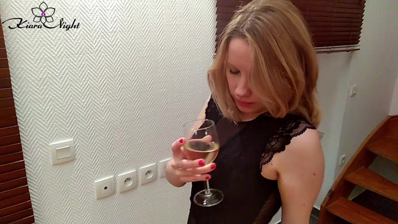 Kiara Night: Gorgeous blonde passionate fingering dildo - in stockings