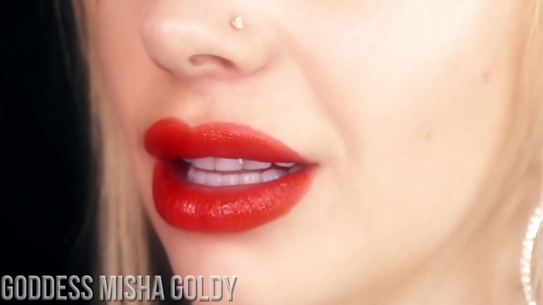 Goddess Misha Goldy: Trénujte své nutkání k mým červeným rtům!