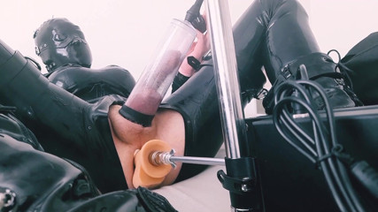 Hooded June: Totally Enclosed Latexdoll Fucked by Machine and Play with Ass-pussy