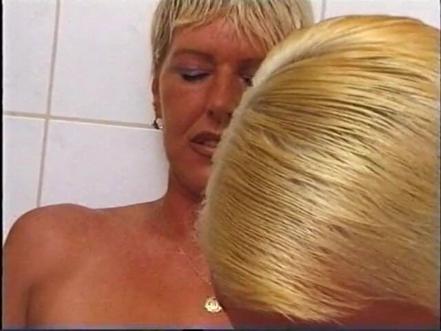 Naughty Girls: Blonde short haired lesbinas double dildoing and pussy licking in...