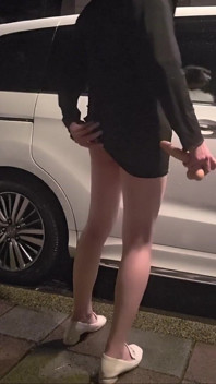 Shemale Ting Xuan Masturbates Anally Outdoors, Ejaculating Onto a Dildo Before Inserting It Into Her Vagina.