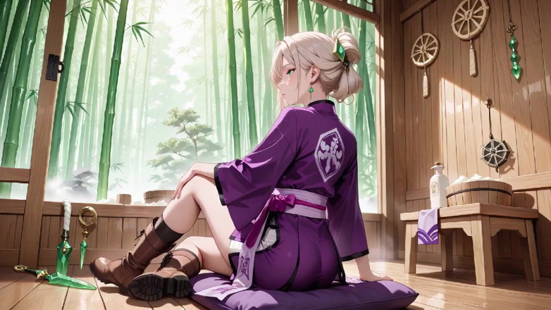 Tay Swift X: Lila kimono-krieger! Verbotenes necken im japanischen Dojo. Knien mit einer...