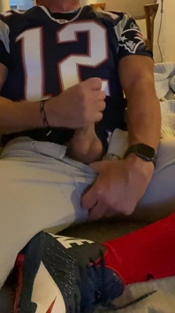 Jockdad87 Shoots a Load of Cum in His Football Gear
