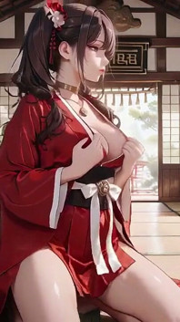 Taboo First Encounter at the Shrine, Kneeling in the Corridor While Stroking Her Hair