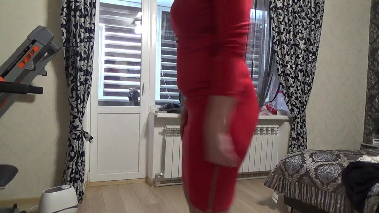 Sexy Milf: Najseksowniejszy mój strój N4 Modeling seksowna czerwona sukienka dla ciebie
