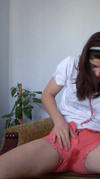 Sexy Teen Has Full Bladder and She Is Desperate to Pee so She Empty Her Bladder in Her Short Pants