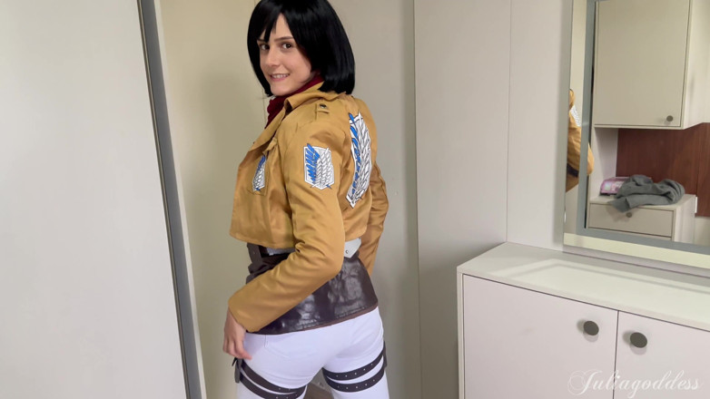 Shamelesscouple: Mikasa Cosplay, pipe - dirty talk et éjaculation sur la langue