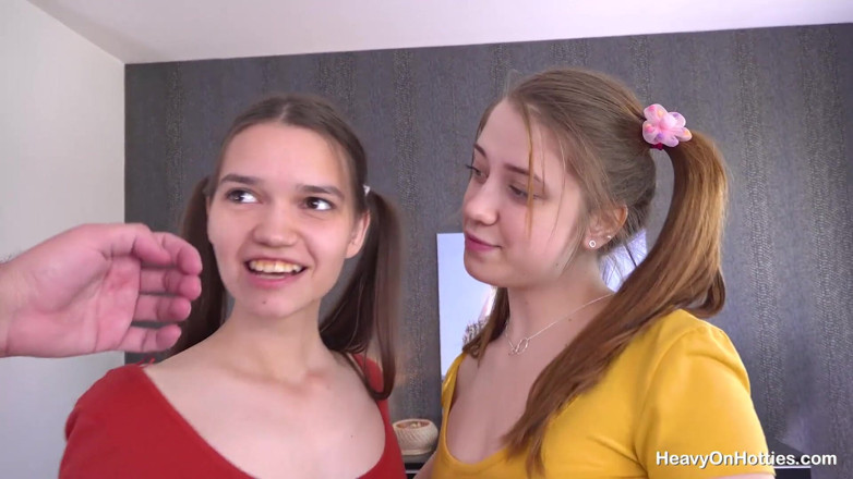 Heavy on Hotties: Skinny teenies shocking threesome with cel