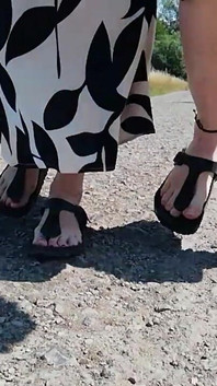Barefoot in Birkenstocks in Nature