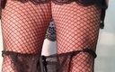 Dragontrainer: CD in Black Lingerie and Fishnets Teases and Squats on...