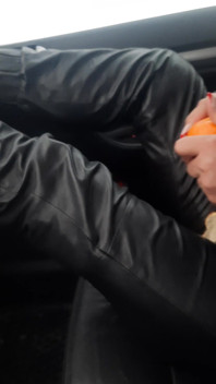Peeling Orange Long Nail Leather Pants