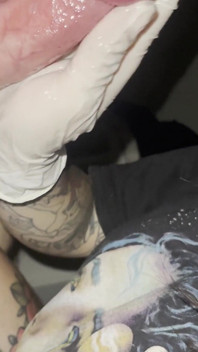 Latina Slut Giving a Handjob in Tigth Latex Gloves