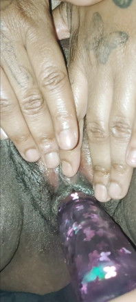 Stroking Her Pussy with the Dildo!
