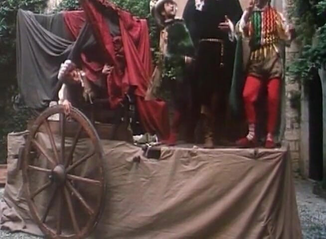 Fetish World: Redhead fucking a man in the back of a wagon