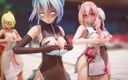 Mmd anime girls: Mmd R-18 cô gái anime khiêu vũ gợi cảm (clip 24)