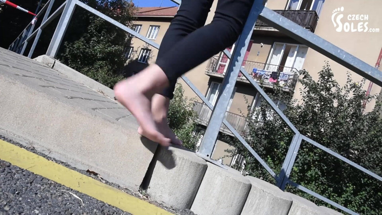 Czech Soles - foot fetish content: Barefoot walking and dirty feet on rails