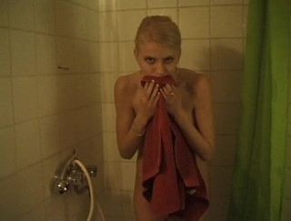 Flash Model Amateurs: Blonde with small tits masturbates while taking a shower