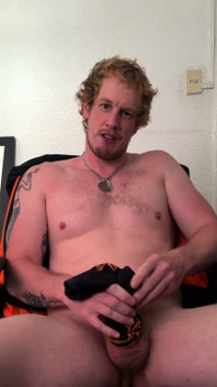 Christian Hunter Pit Sniffs, Nipple and Feet Plays, and Jerks His Thick Cut Cock with His Sweaty Socks