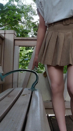 Shemale Ting Xuan Masturbates Outdoor and Ejaculates on Her Legs. thumbnail
