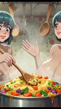 Le donne divertenti cucinano, animazione