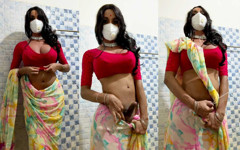 Crossdresser Jerking off in Saree