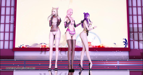 3D-Hentai Games: Tougen Renka - striptease Ahri Kaisa Seraphine hete erotische dans
