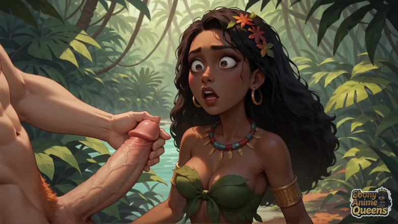Ebony Anime Queens: Cızırtılı karanlık huylu tanrıça ormanda süsleniyor - köpüklü xxx!