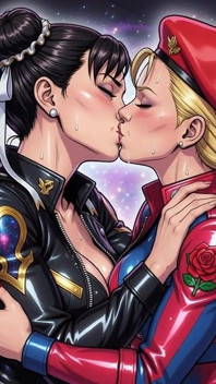 Cammy a Chun Li se líbají Ai