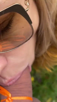 Story #5. French Porn Star Lilly with Glasses Takes a Golden Shower, Sucks a Big Dick, Has Urine and Blows Bubbles in a Park