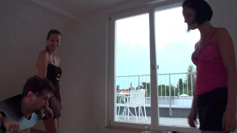 Femdom Austria: Yvonne and Alida enjoy slapping him