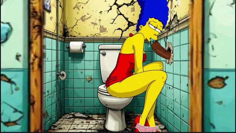 Octopussy Lovers Club: Married Housewife Gets Fucked in a Dirty Toilet. Cartoon Parody