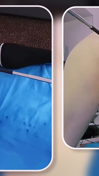 Fabulosa máquina de foder anal com vibrador fodendo em gaiola de castidade