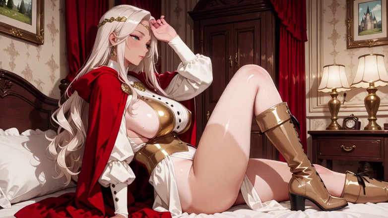 Tay Swift X: Languid Reading in a Gothic Library, White Robe and Red...
