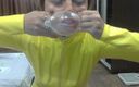 Larisa Cum: I&amp;#039;m Wearing a Yellow Latex Catsuit, Playing with a Condom...