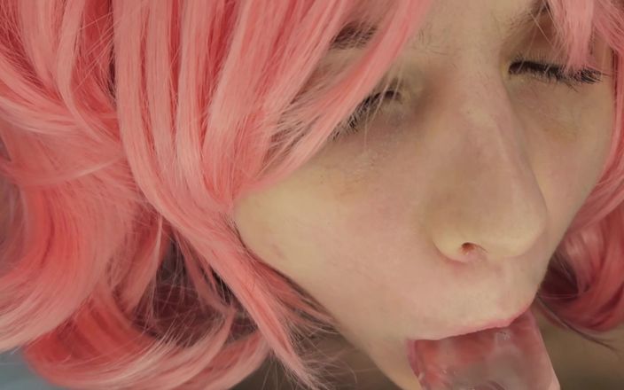 French Julia: Kawaii mädchen lutscht cosplay und schluckt heißes sperma tief in...