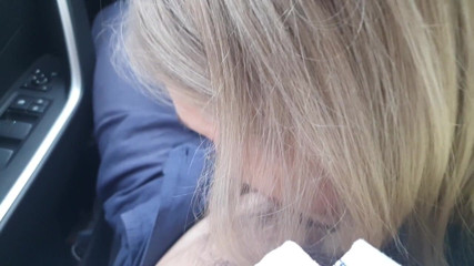 Mark: Blowjob in the car close-up. Cumshot in stepsister's mouth