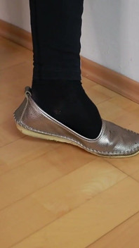 Worn Black Socks & Dirty Silver Loafers - Real Footwear Tease in Leggings