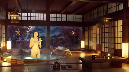 TheoryOfSex: Bathroom piss punishment. Naked reading. Japanese bath. Julia V Earth.
