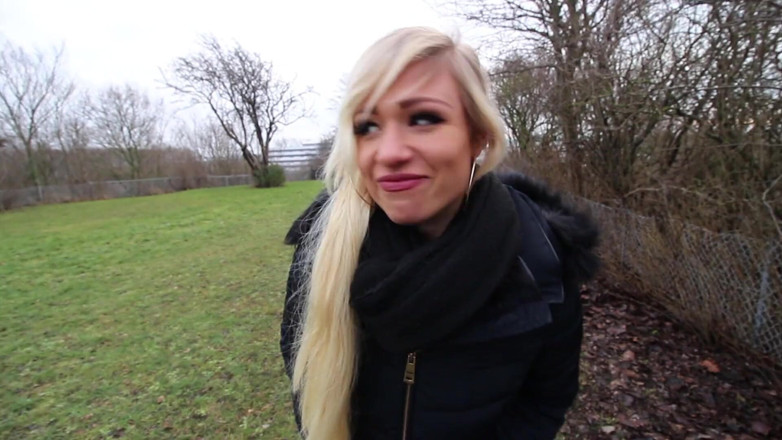 Eronordic: Hot blondie flashes tits and suck cock in Denmark