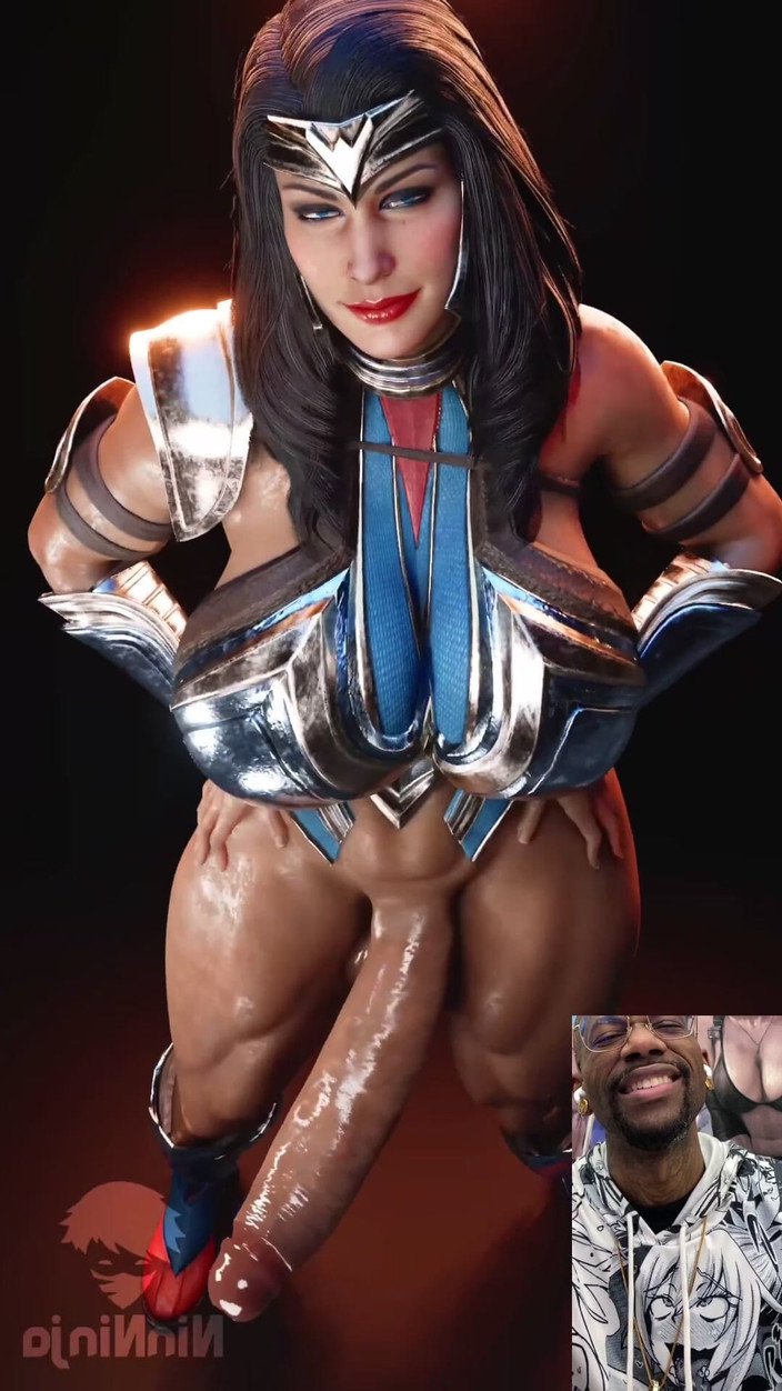 L6RD7BLU3 FUTA: Wonder woman transgender ondeggia il suo gustoso cazzo umido davanti...