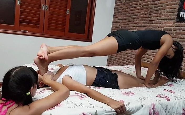 MF Video Brazil: トップモデルのタイナと3人の壮大な奴隷少女による深い足の競争