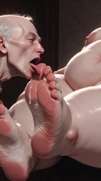 Skinny Male Slave Licking His Fat BBW Mistress Big Feet