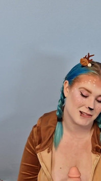 Sucking a Thick Dildo in a Reindeer Costume - Solo Girl