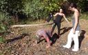 Femdom Austria: Dominant joggers walking their pet slave