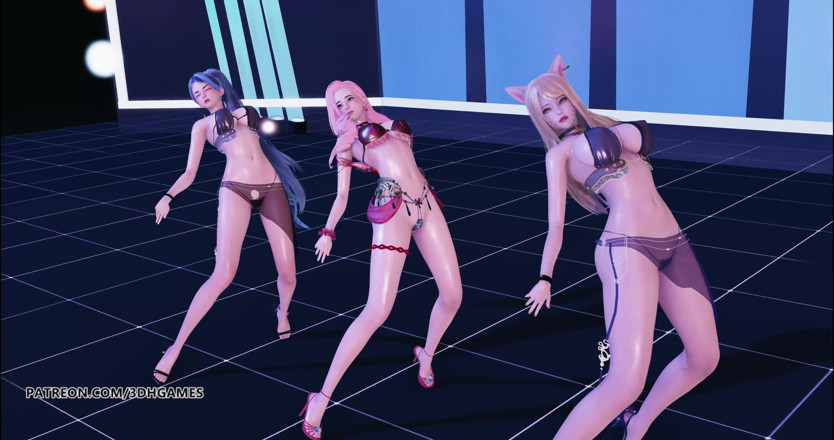 3D-Hentai Games: Kara - Step Ahri, Kaisa, Seraphine, seksowna striptiz liga legend KDA