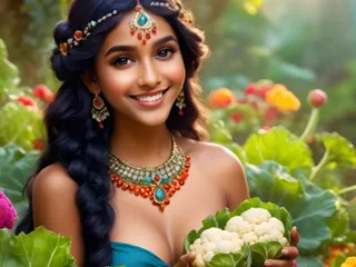 AI Girls: Beautiful Big Breasted Nude Indian Elf Girl with Cauliflower